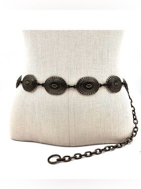 Western Boho Oval Metal Concho Chain Belt
